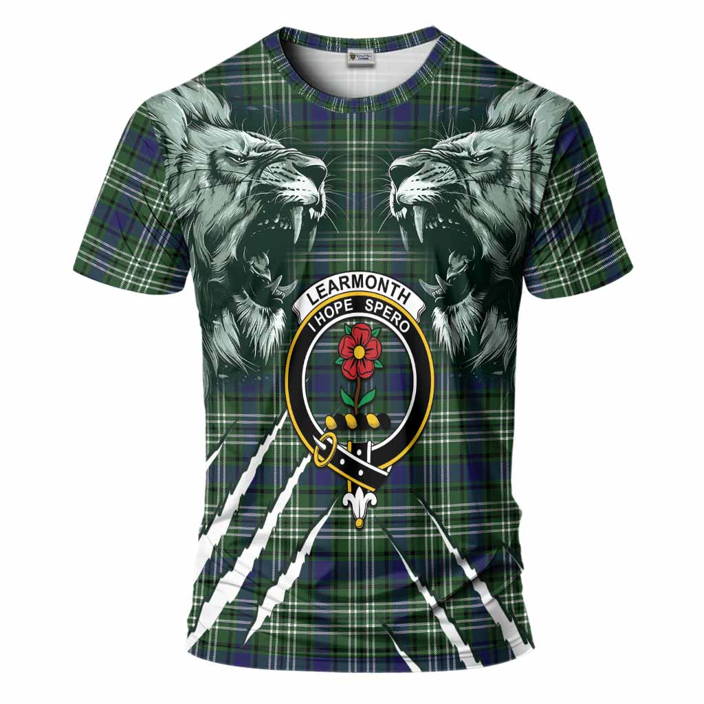 Learmonth Tartan Crest T-Shirt Ferocious Lion Style