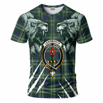 Learmonth Tartan Crest T-Shirt Ferocious Lion Style