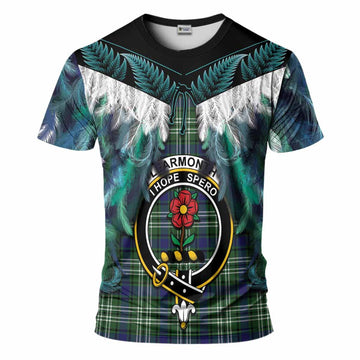 Learmonth Tartan Crest T-Shirt New Zealand Maori Korowai Cloak