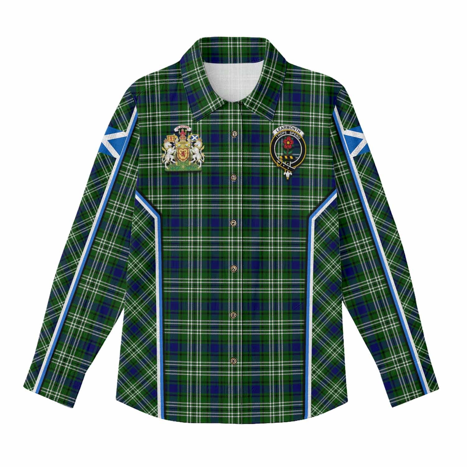 Learmonth Tartan Crest Women Casual Shirt Scotland Coat of Arm Flag Style - Tartan Vibes Clothing