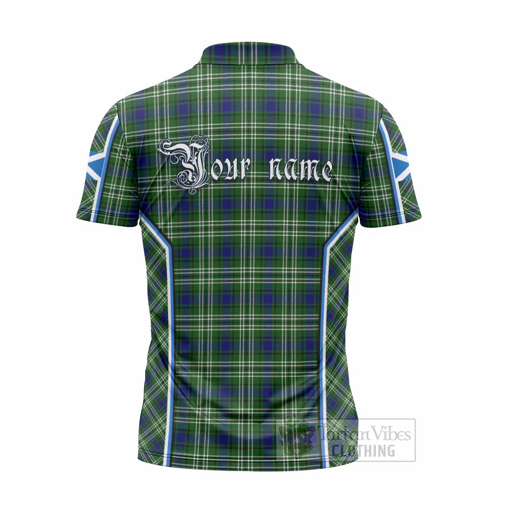 Learmonth Tartan Crest Zipper Polo Shirt Scotland Coat of Arm Flag Style - Tartan Vibes Clothing