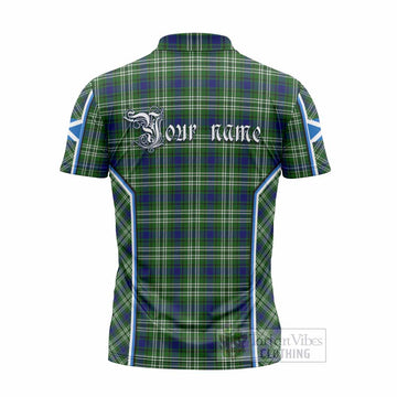 Learmonth Tartan Crest Zipper Polo Shirt Scotland Coat of Arm Flag Style - Tartan Vibes Clothing