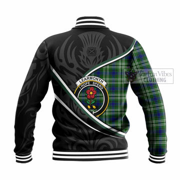 Learmonth Tartan Family Crest Baseball Jacket Celtic Scottish Thistle Floral