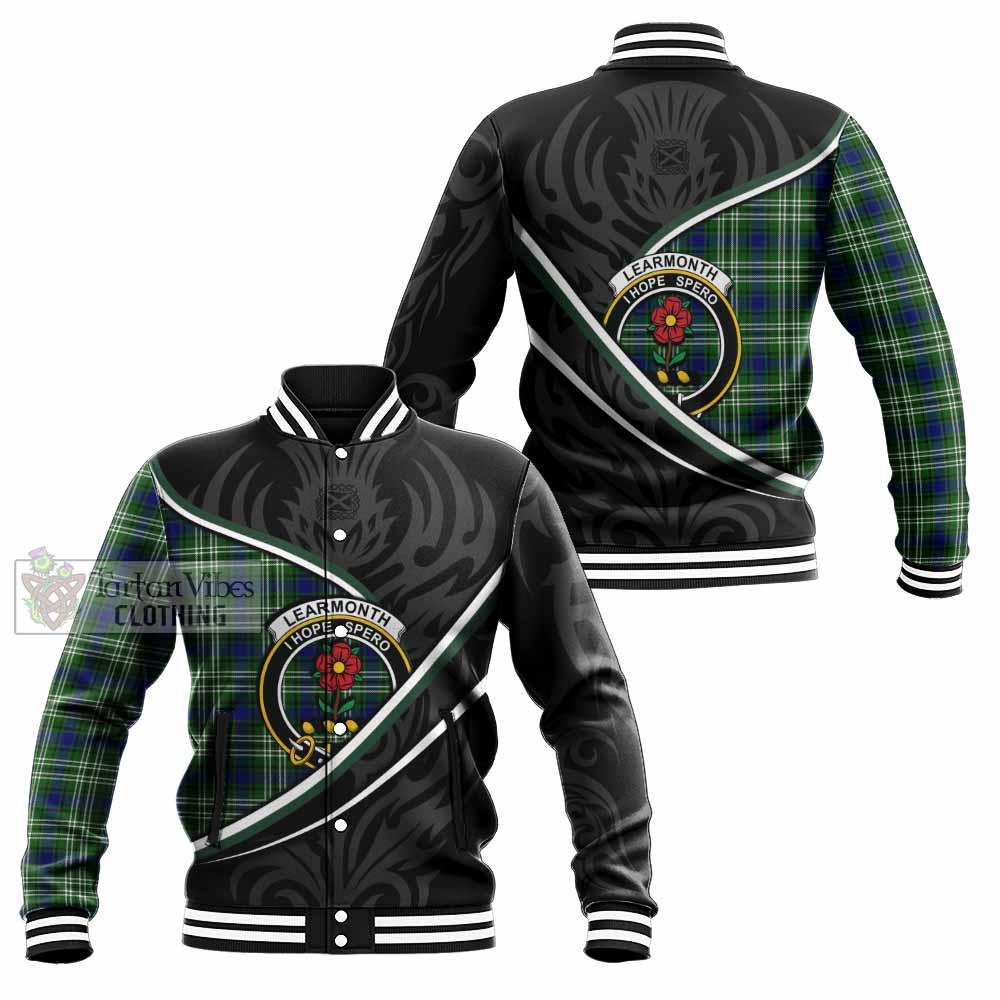 Learmonth Tartan Family Crest Baseball Jacket Celtic Scottish Thistle Floral - Tartan Vibes Clothing