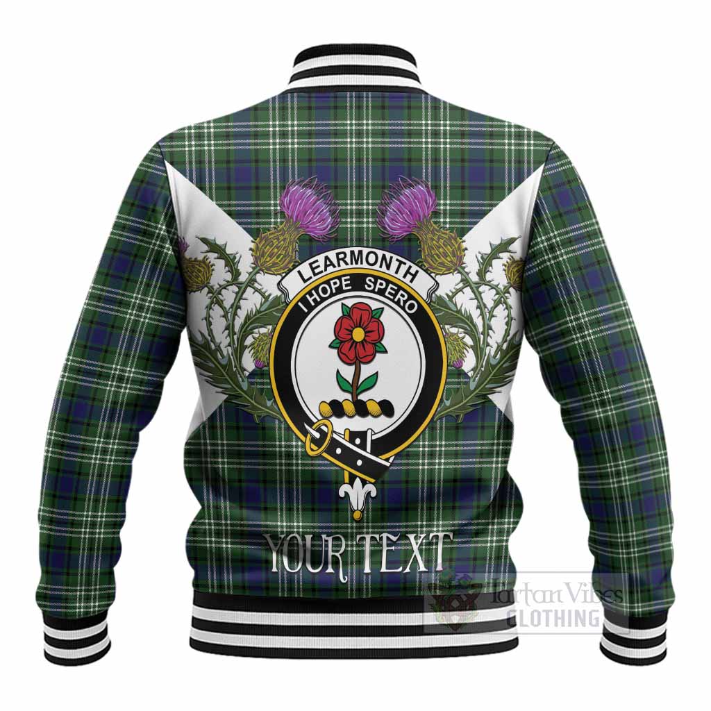 Learmonth Tartan Family Crest Baseball Jacket Scottish Burns Night Thistle Floral