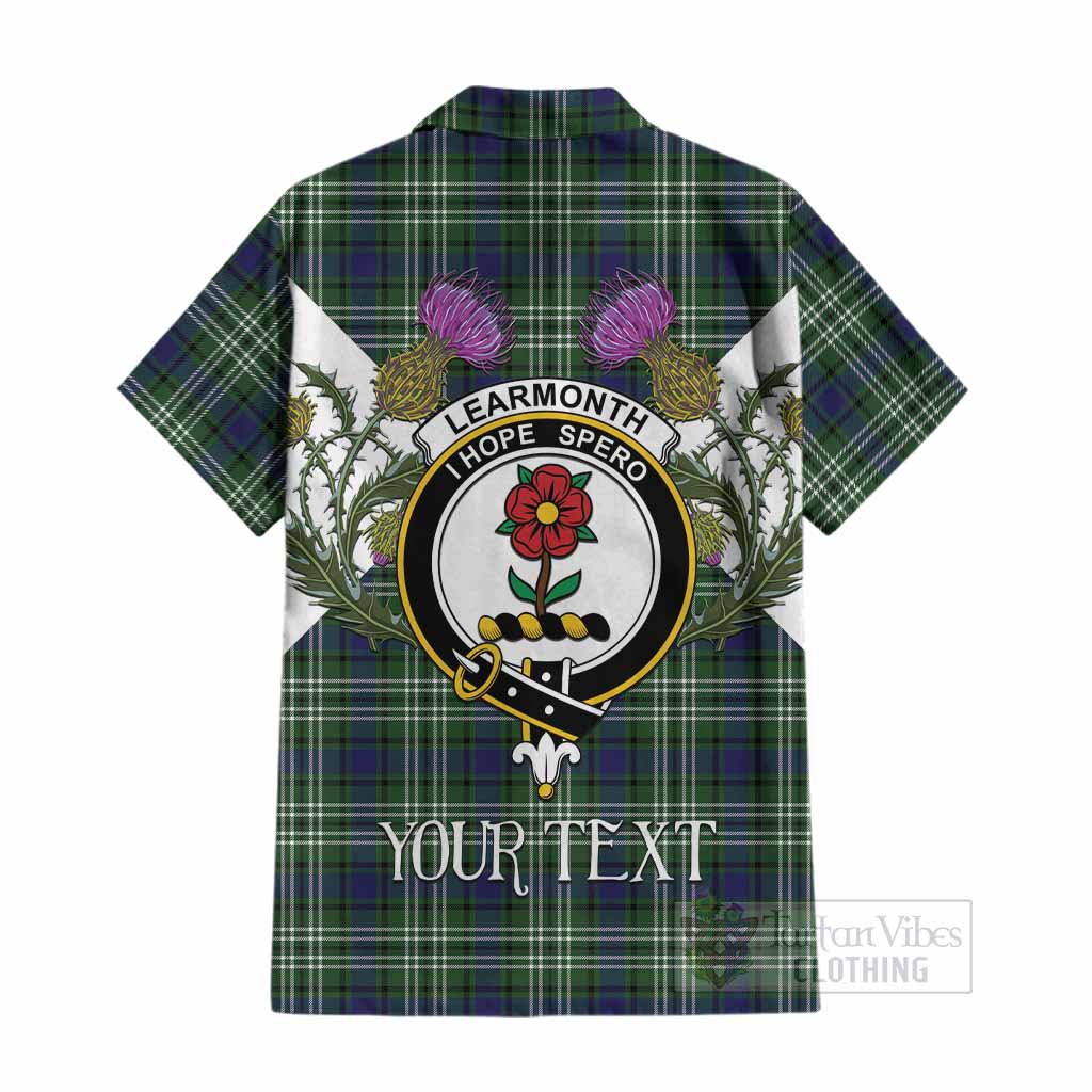 Learmonth Tartan Family Crest Cotton Hawaiian Shirt Scottish Burns Night Thistle Floral