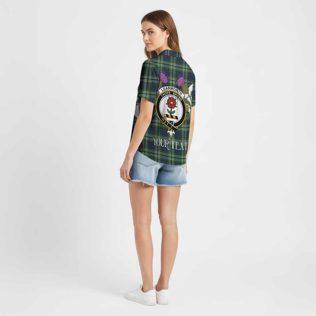 Learmonth Tartan Family Crest Cotton Hawaiian Shirt Scottish Burns Night Thistle Floral