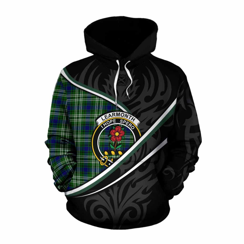 Learmonth Tartan Family Crest Cotton Hoodie Celtic Scottish Thistle Floral - Tartan Vibes Clothing