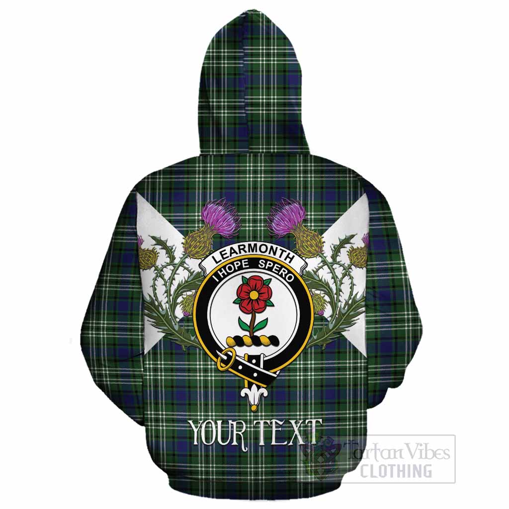 Learmonth Tartan Family Crest Cotton Hoodie Scottish Burns Night Thistle Floral