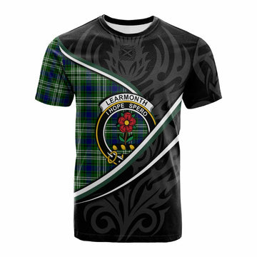 Learmonth Tartan Family Crest Cotton T-shirt Celtic Scottish Thistle Floral