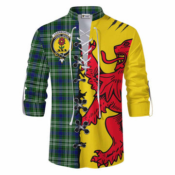 Learmonth Tartan Family Crest Ghillie Kilt Shirt Lion Rampant Honor