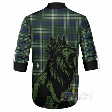 Learmonth Tartan Family Crest Ghillie Shirt Crowned Lion Roaring