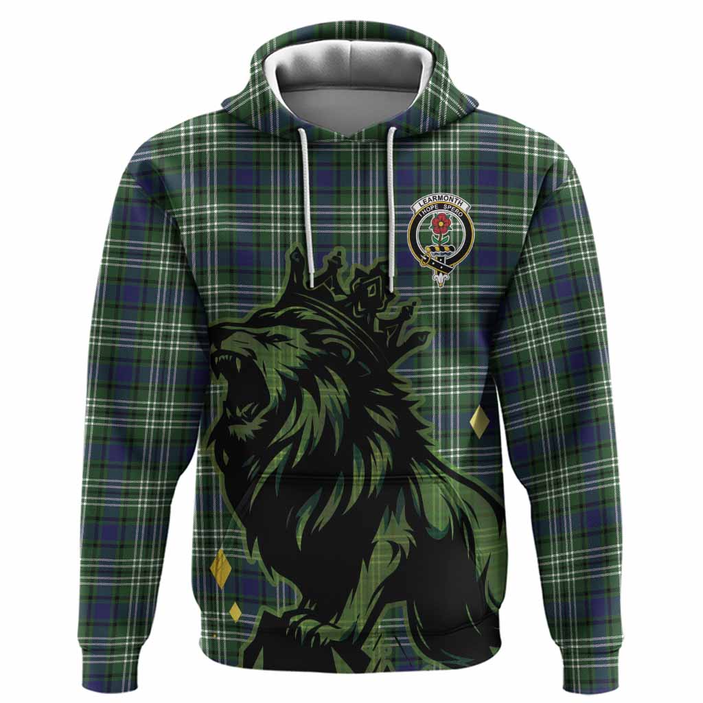 Learmonth Tartan Family Crest Hoodie Crowned Lion Roaring