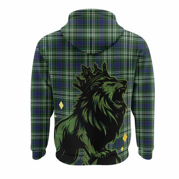 Learmonth Tartan Family Crest Hoodie Crowned Lion Roaring