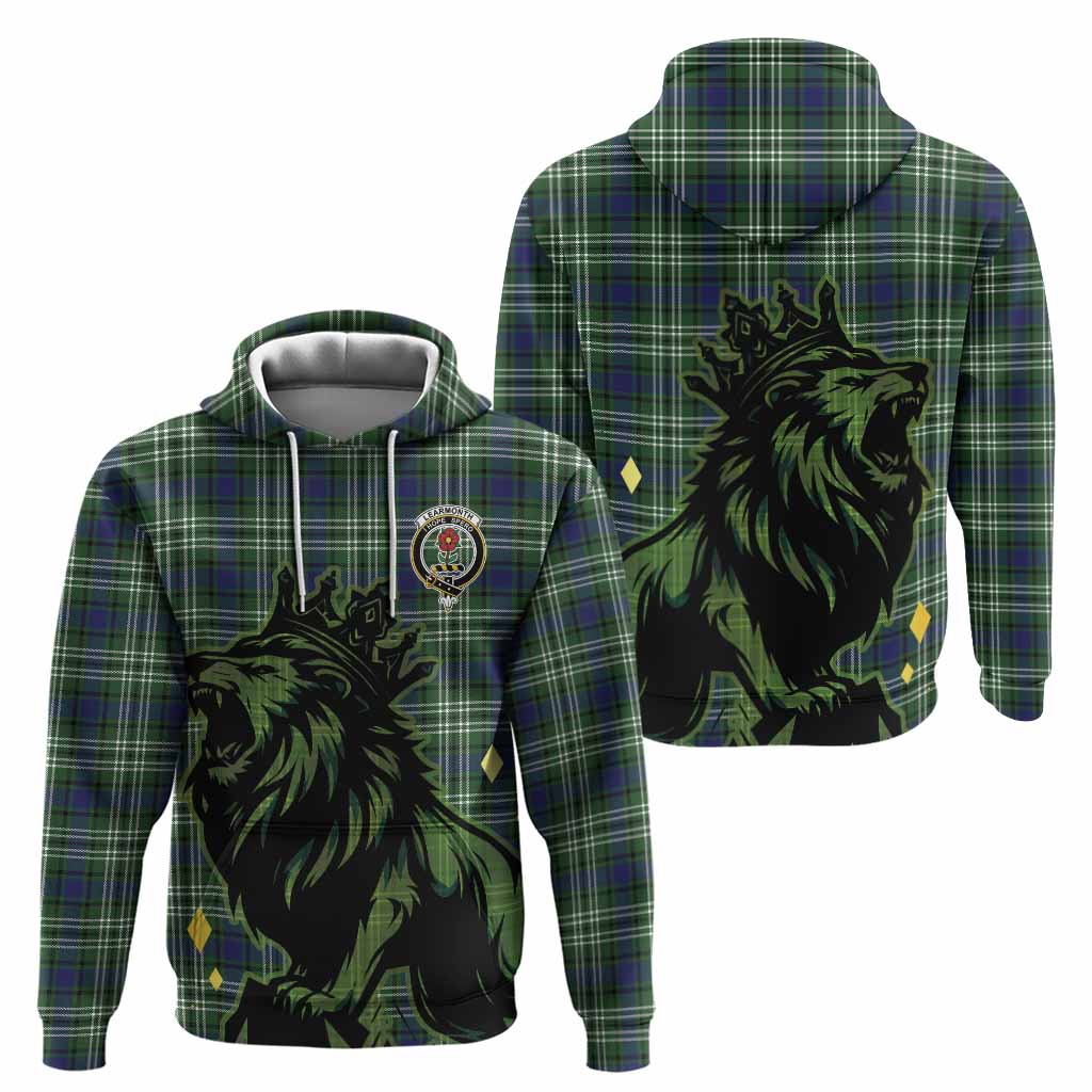 Learmonth Tartan Family Crest Hoodie Crowned Lion Roaring