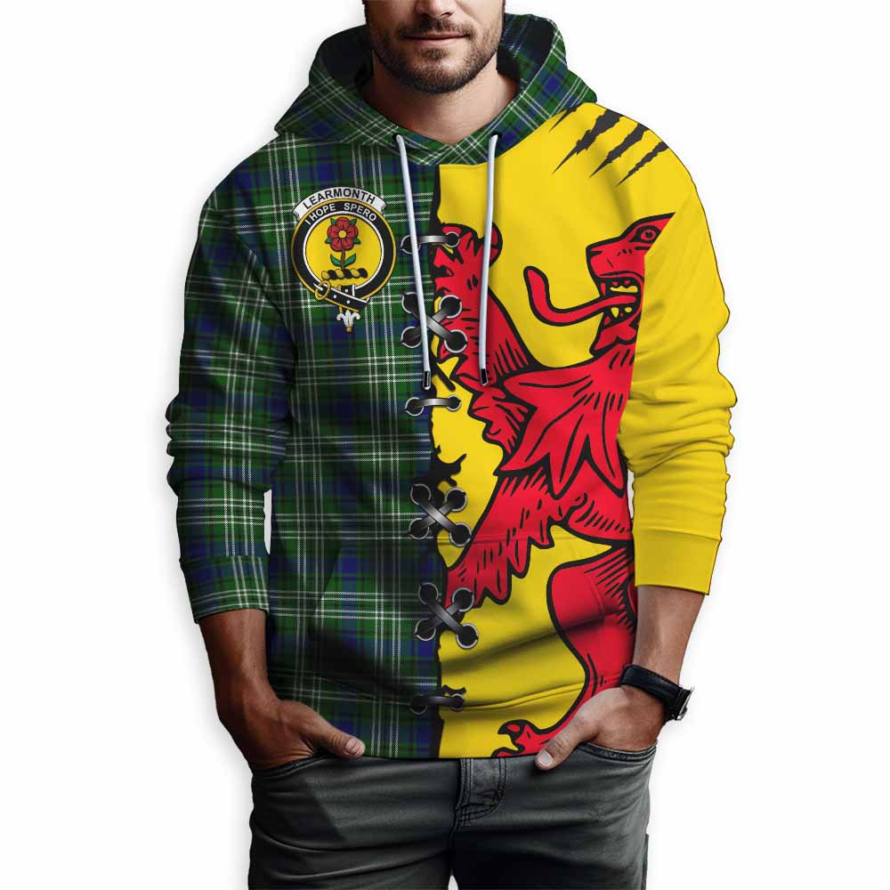 Learmonth Tartan Family Crest Hoodie Lion Rampant Honor - Tartan Vibes Clothing