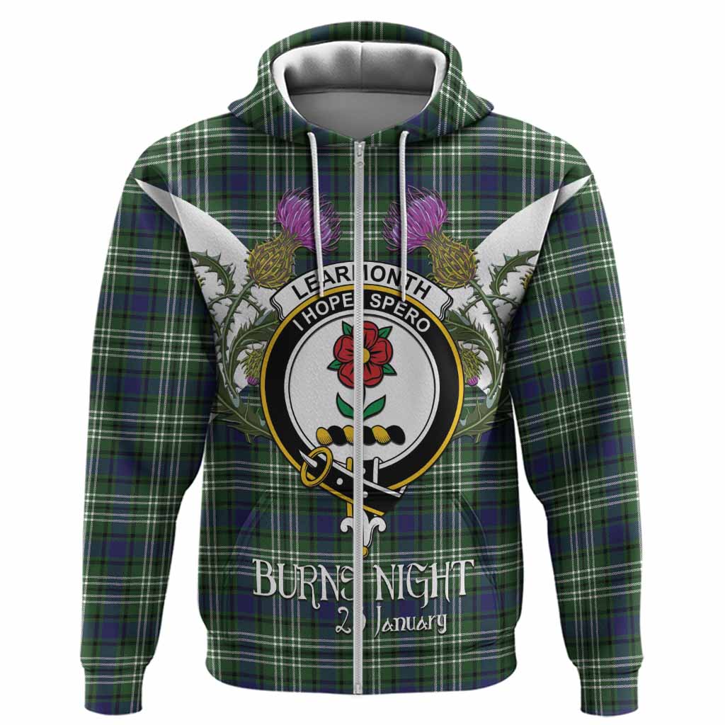 Learmonth Tartan Family Crest Hoodie Scottish Burns Night Thistle Floral