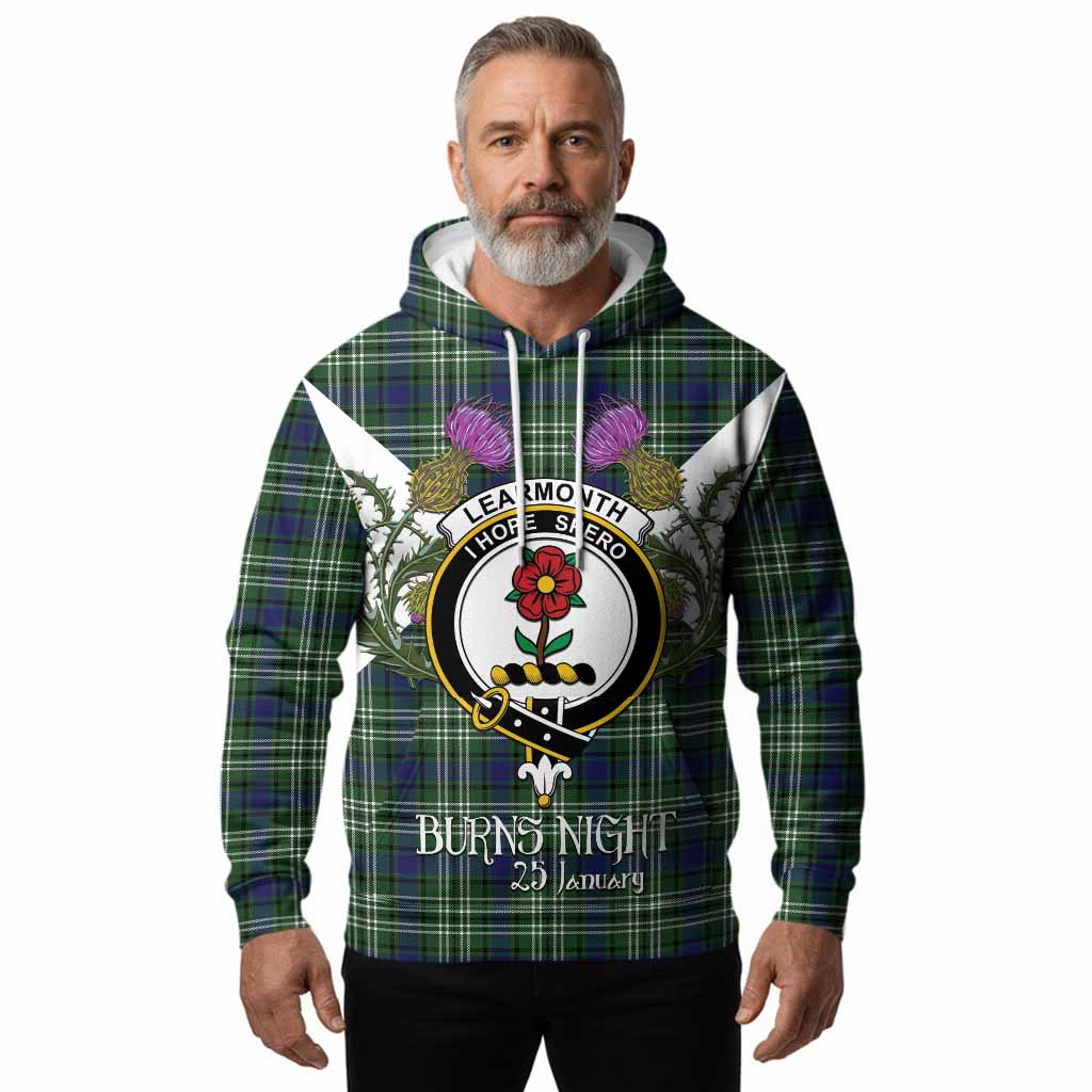 Learmonth Tartan Family Crest Hoodie Scottish Burns Night Thistle Floral