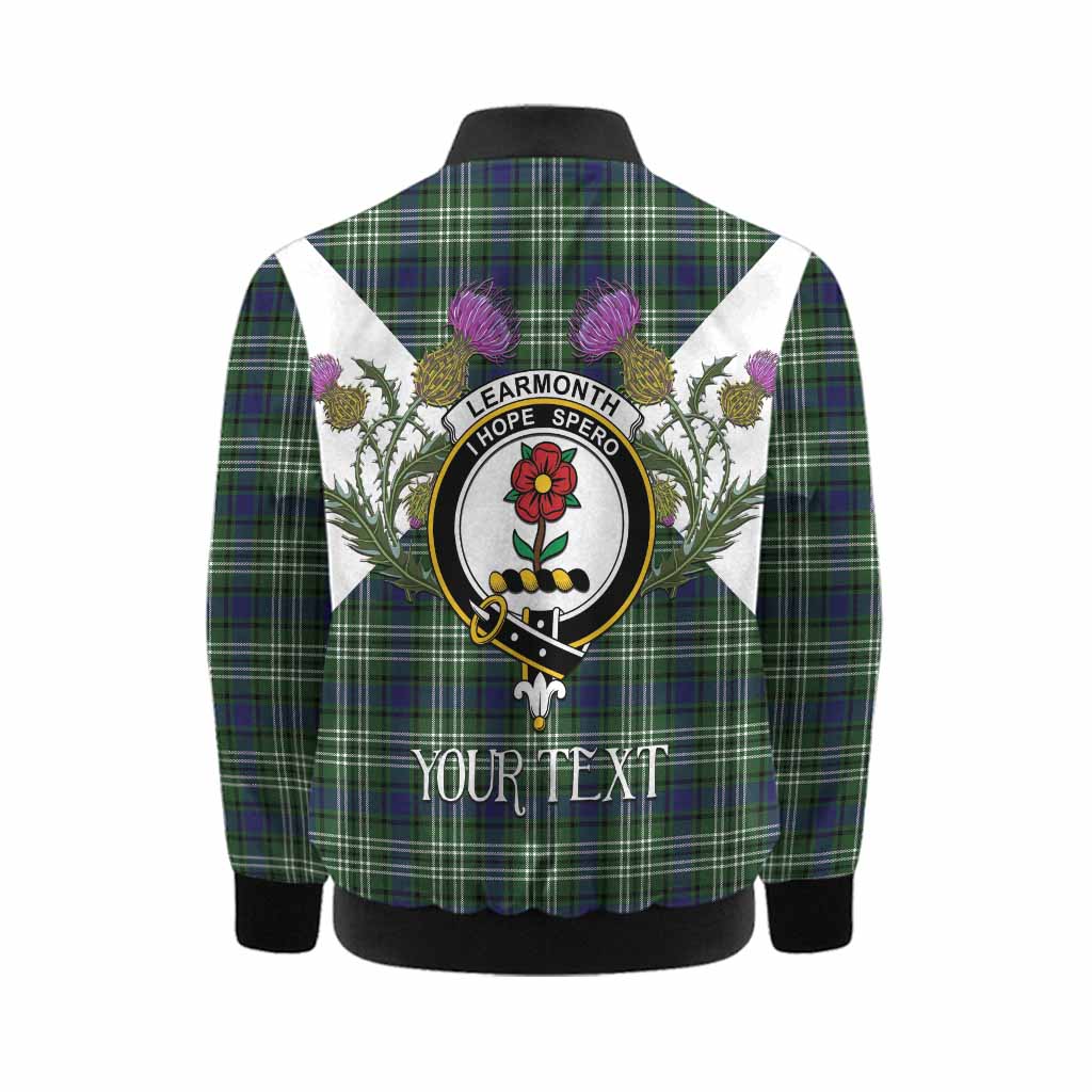 Learmonth Tartan Family Crest Kid Bomber Jacket Scottish Burns Night Thistle Floral