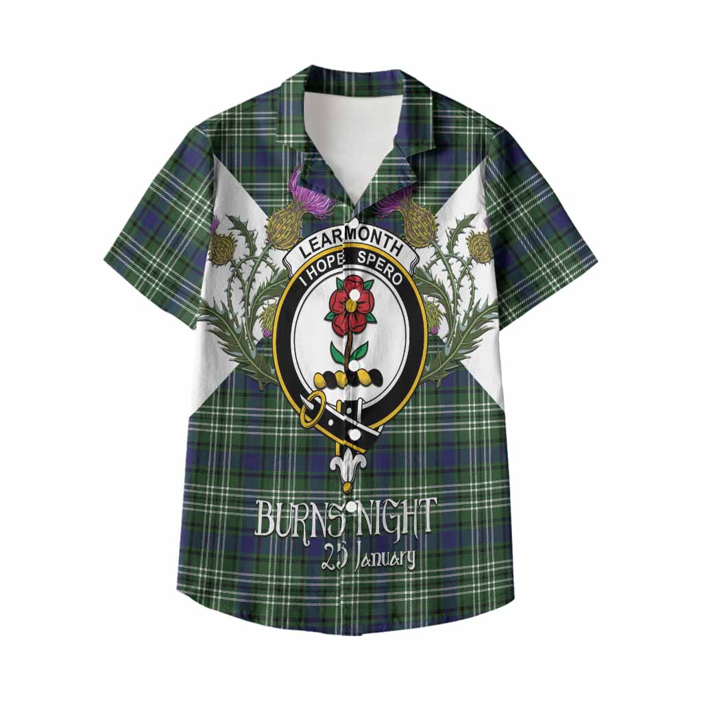 Learmonth Tartan Family Crest Kid Hawaiian Shirt Scottish Burns Night Thistle Floral