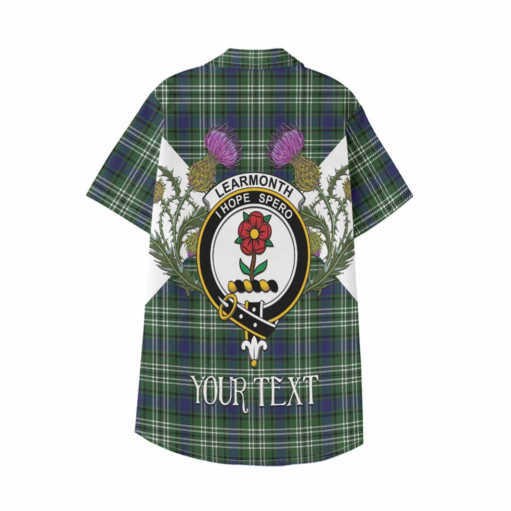 Learmonth Tartan Family Crest Kid Hawaiian Shirt Scottish Burns Night Thistle Floral