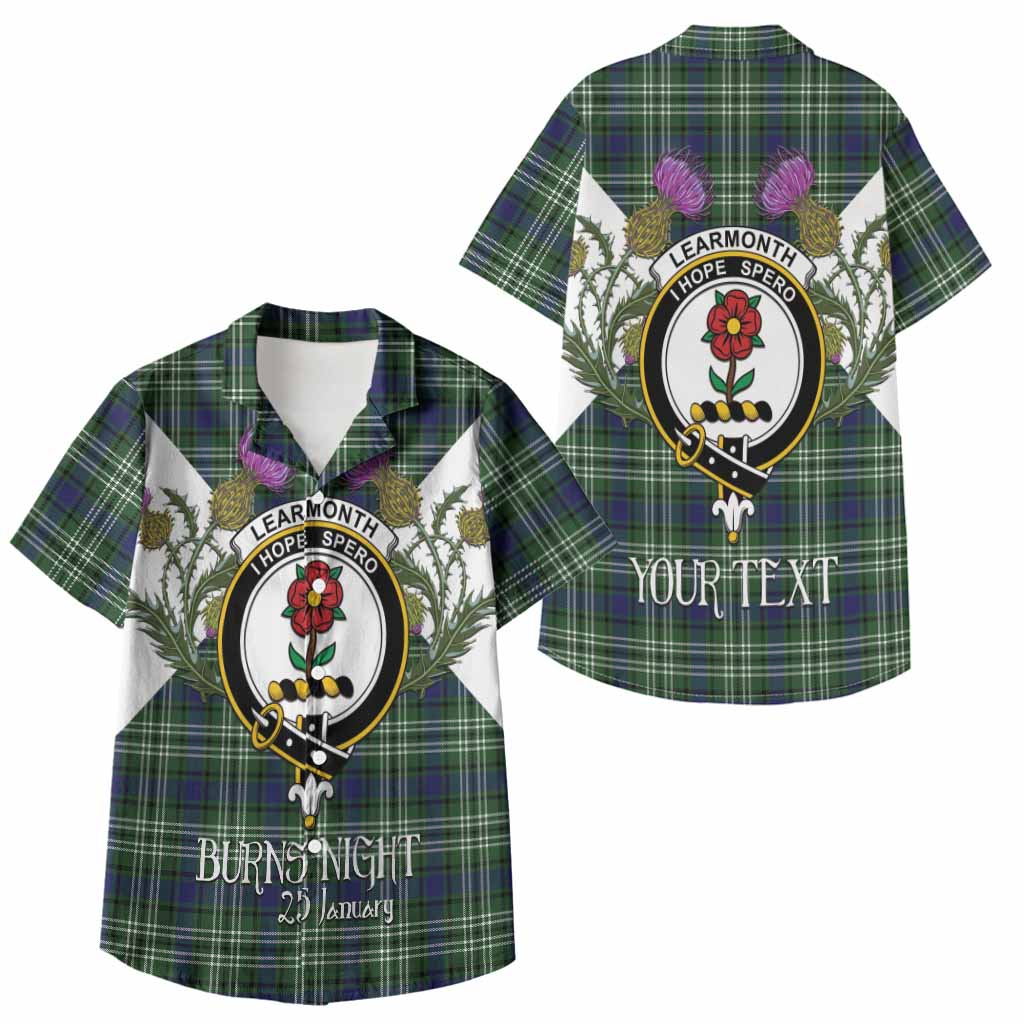 Learmonth Tartan Family Crest Kid Hawaiian Shirt Scottish Burns Night Thistle Floral