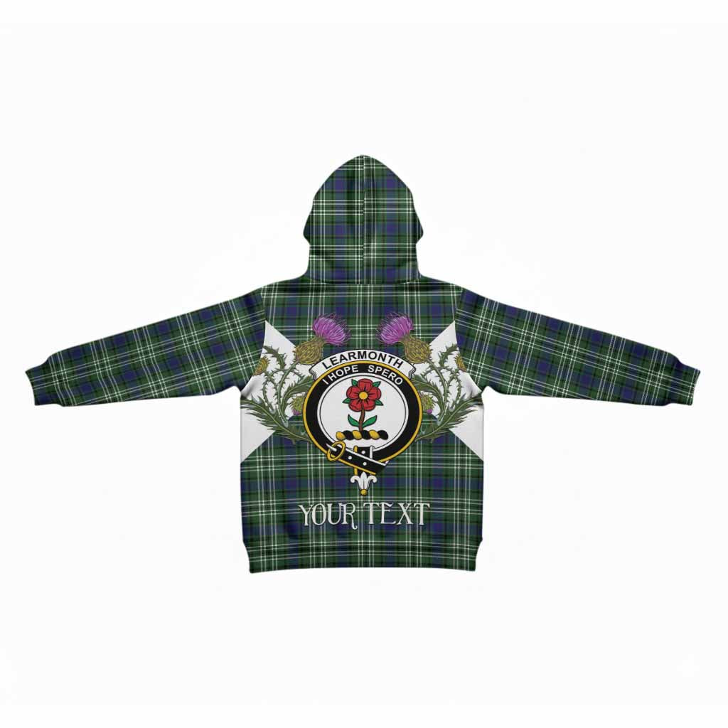 Learmonth Tartan Family Crest Kid Hoodie Scottish Burns Night Thistle Floral
