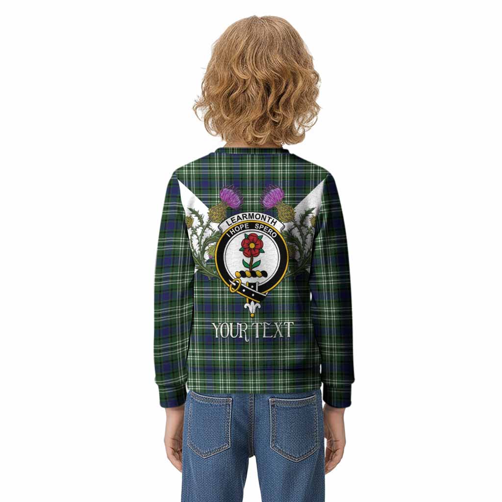 Learmonth Tartan Family Crest Kid Knitted Sweatshirt Scottish Burns Night Thistle Floral