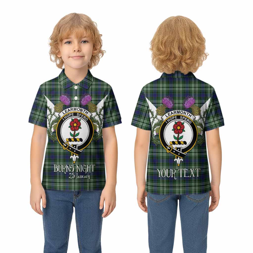 Learmonth Tartan Family Crest Kid Polo Shirt Scottish Burns Night Thistle Floral