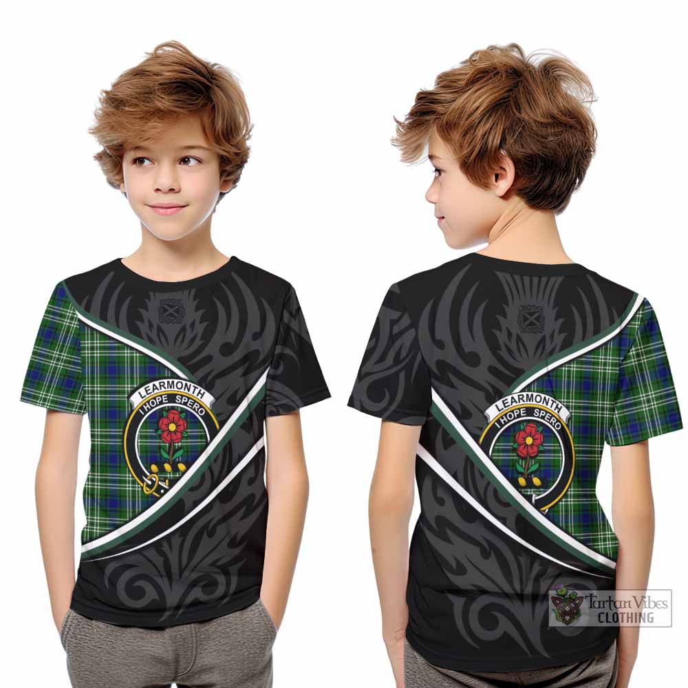 Learmonth Tartan Family Crest Kid T-shirt Celtic Scottish Thistle Floral - Tartan Vibes Clothing