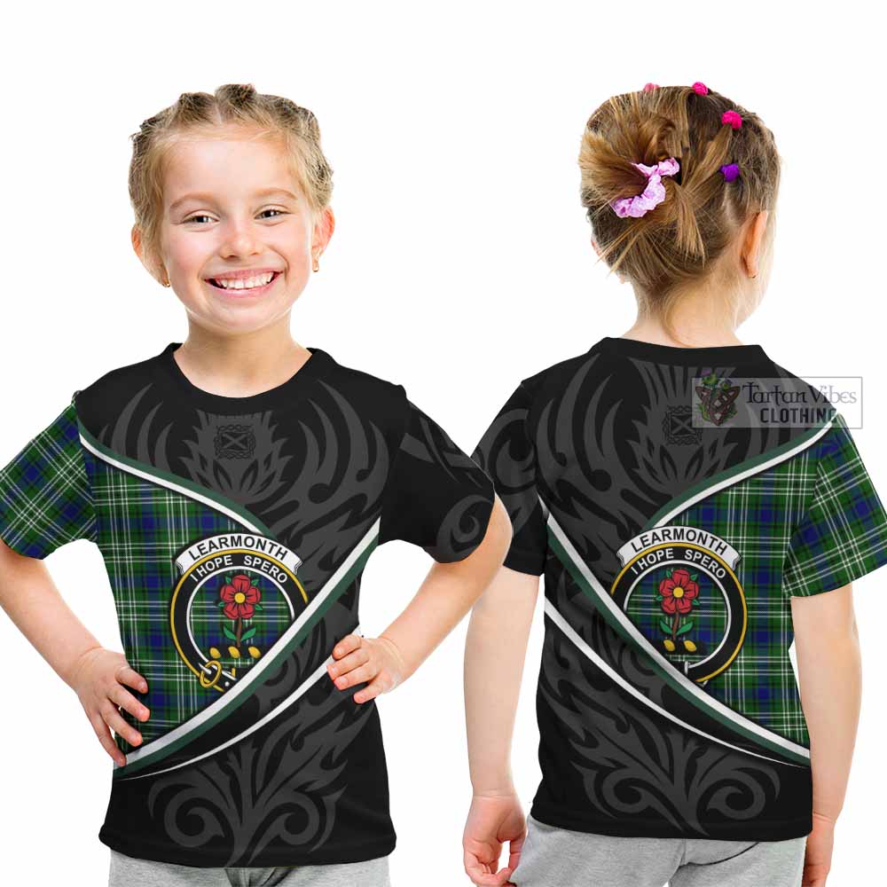 Learmonth Tartan Family Crest Kid T-shirt Celtic Scottish Thistle Floral - Tartan Vibes Clothing
