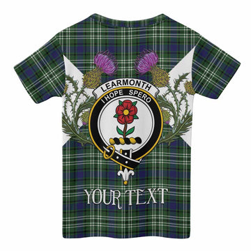 Learmonth Tartan Family Crest Kid T-shirt Scottish Burns Night Thistle Floral