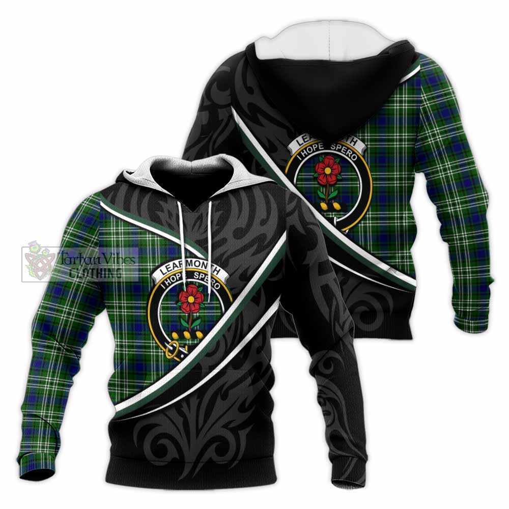 Learmonth Tartan Family Crest Knitted Hoodie Celtic Scottish Thistle Floral - Tartan Vibes Clothing