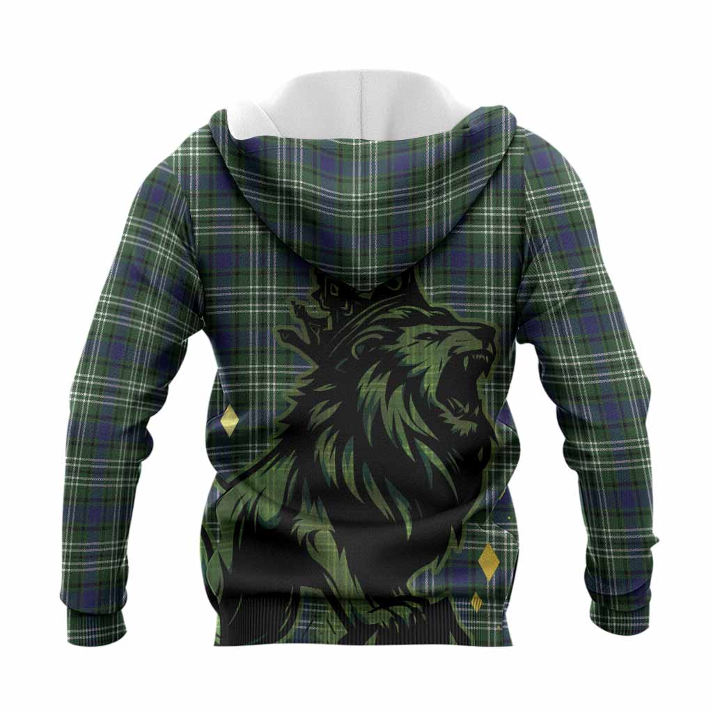 Learmonth Tartan Family Crest Knitted Hoodie Crowned Lion Roaring