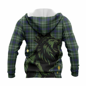 Learmonth Tartan Family Crest Knitted Hoodie Crowned Lion Roaring