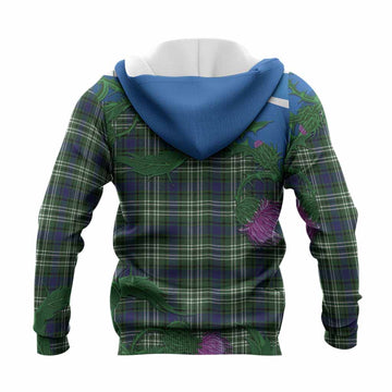 Learmonth Tartan Family Crest Knitted Hoodie Thistle in Minimalism