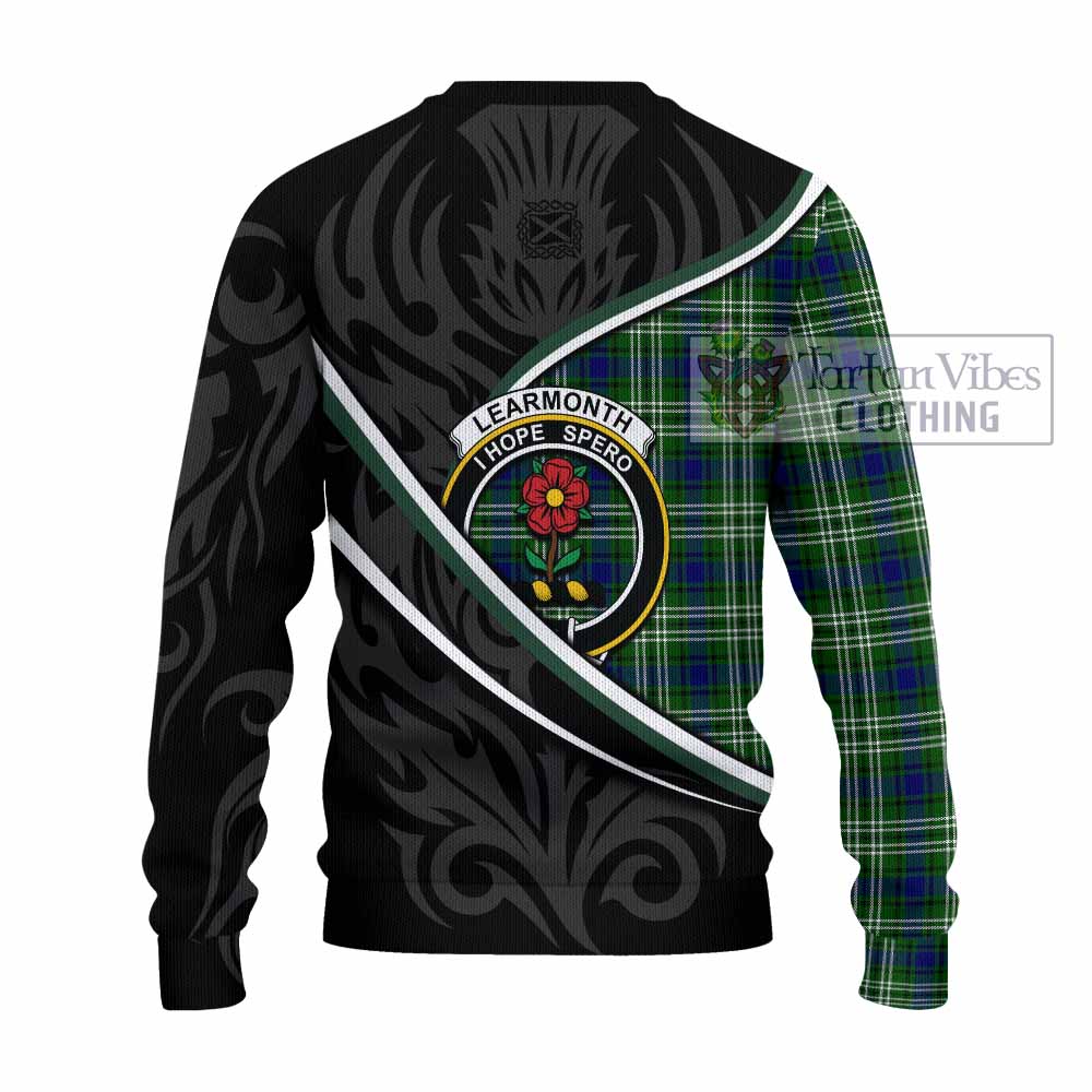 Learmonth Tartan Family Crest Knitted Sweater Celtic Scottish Thistle Floral - Tartan Vibes Clothing