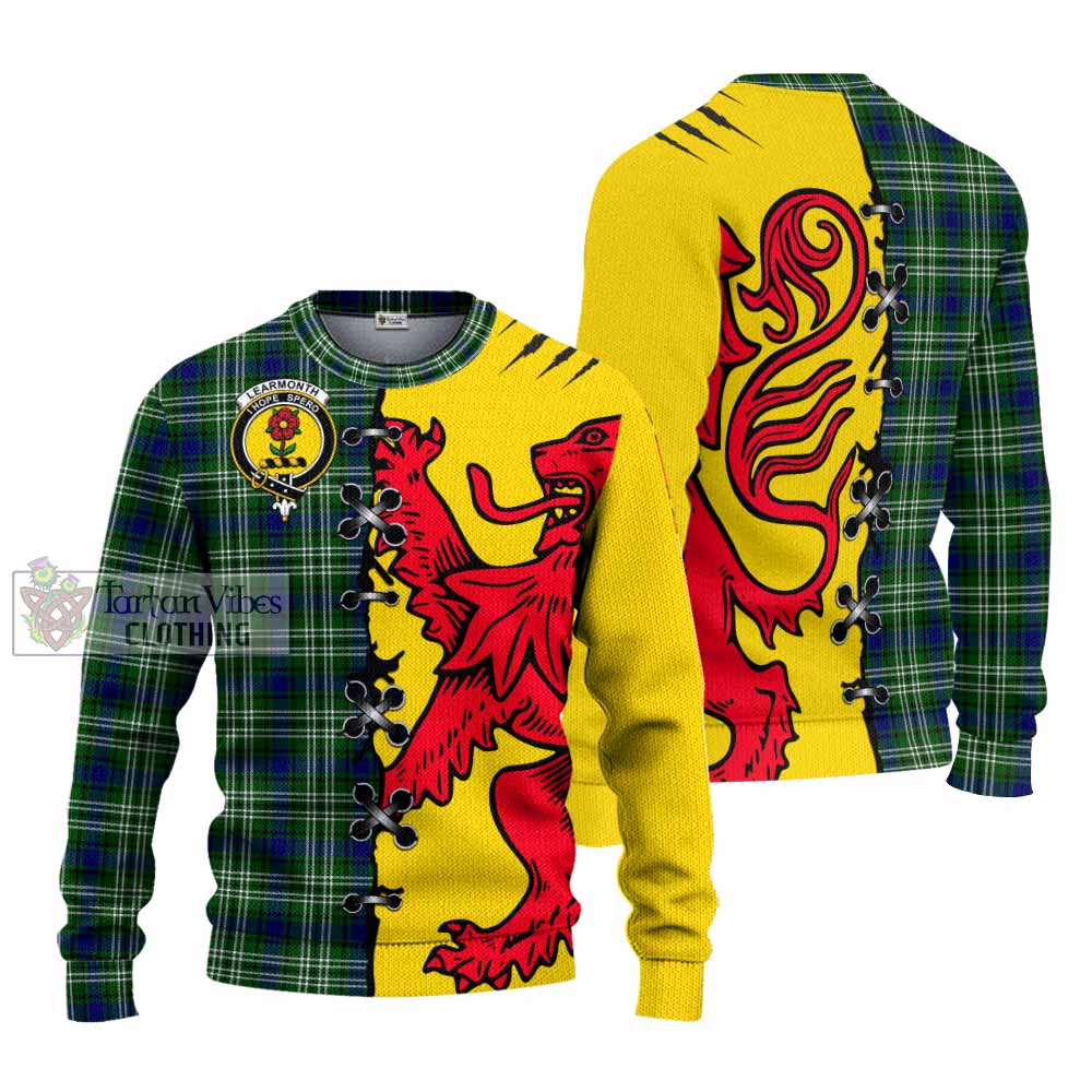 Learmonth Tartan Family Crest Knitted Sweater Lion Rampant Honor - Tartan Vibes Clothing