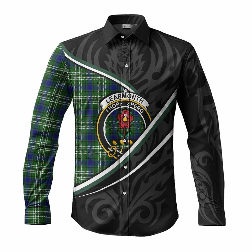 Learmonth Tartan Family Crest Long Sleeve Button Shirts Celtic Scottish Thistle Floral - Tartan Vibes Clothing