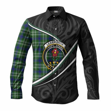Learmonth Tartan Family Crest Long Sleeve Button Shirts Celtic Scottish Thistle Floral