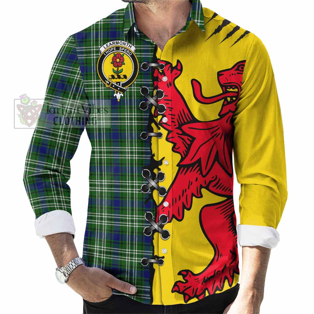 Learmonth Tartan Family Crest Long Sleeve Button Shirts Lion Rampant Honor - Tartan Vibes Clothing