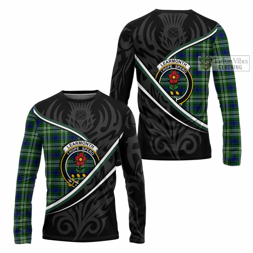 Learmonth Tartan Family Crest Long Sleeve T-Shirt Celtic Scottish Thistle Floral - Tartan Vibes Clothing