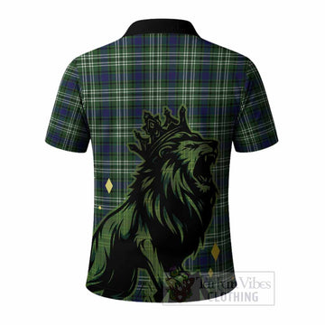Learmonth Tartan Family Crest Polo Shirt Crowned Lion Roaring