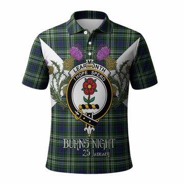 Learmonth Tartan Family Crest Polo Shirt Scottish Burns Night Thistle Floral