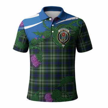 Learmonth Tartan Family Crest Polo Shirt Thistle in Minimalism