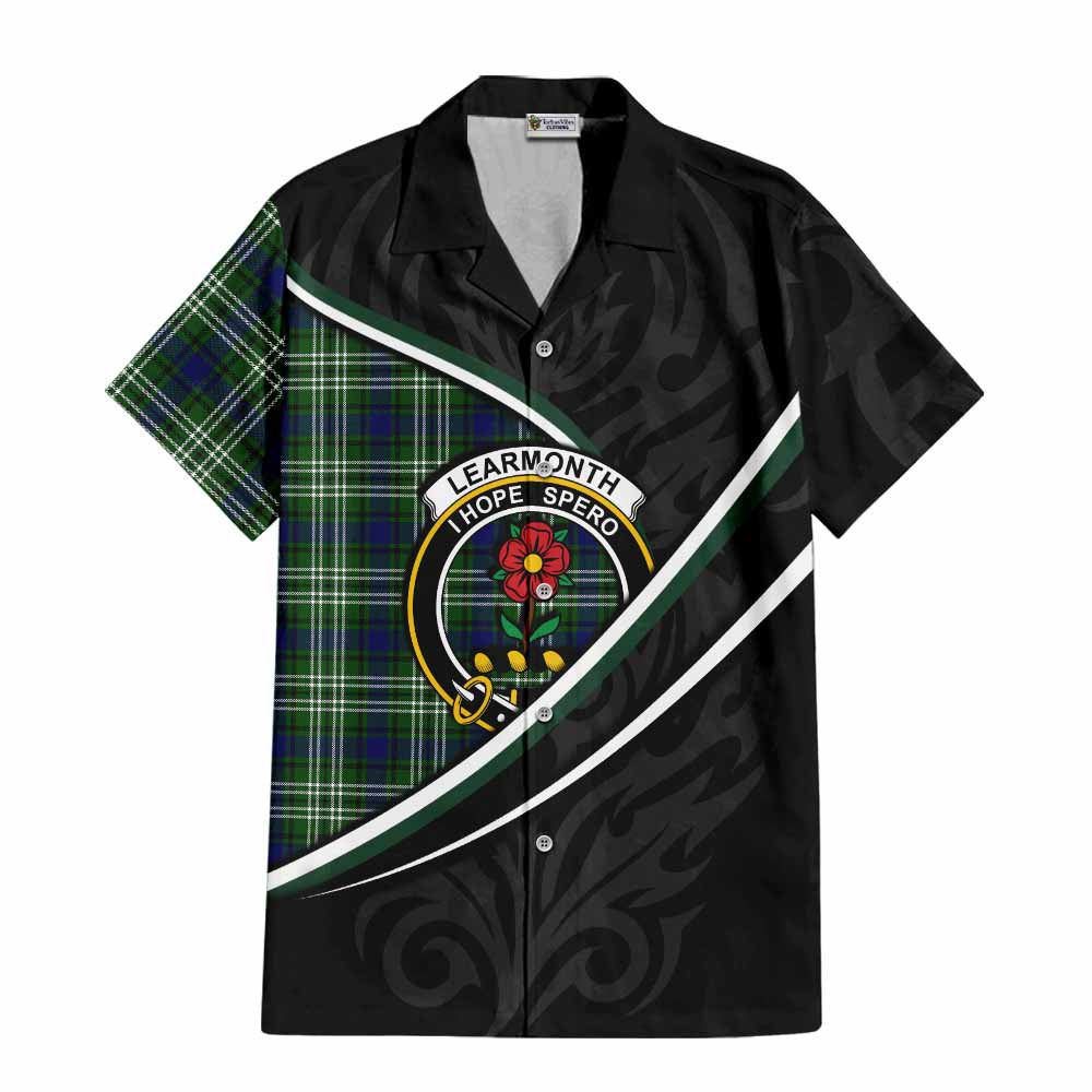 Learmonth Tartan Family Crest Short Sleeve Button Shirt Celtic Scottish Thistle Floral - Tartan Vibes Clothing