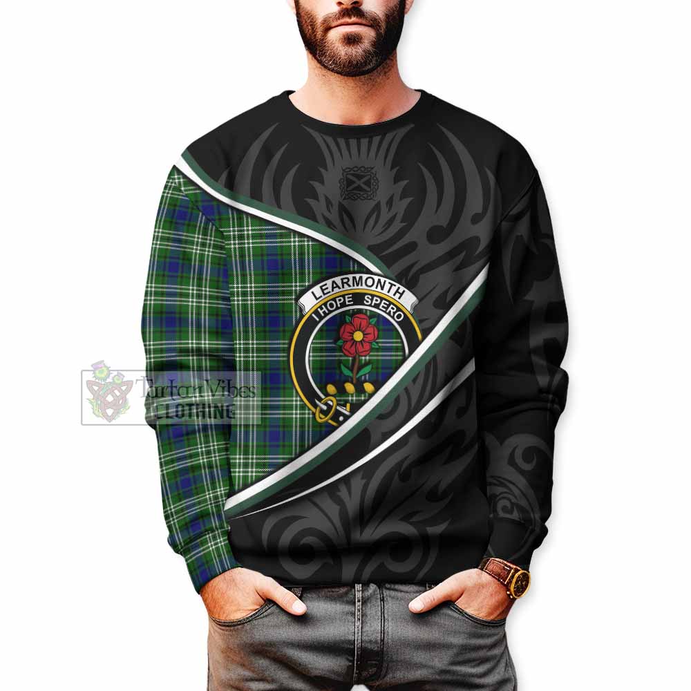 Learmonth Tartan Family Crest Sweatshirt Celtic Scottish Thistle Floral - Tartan Vibes Clothing