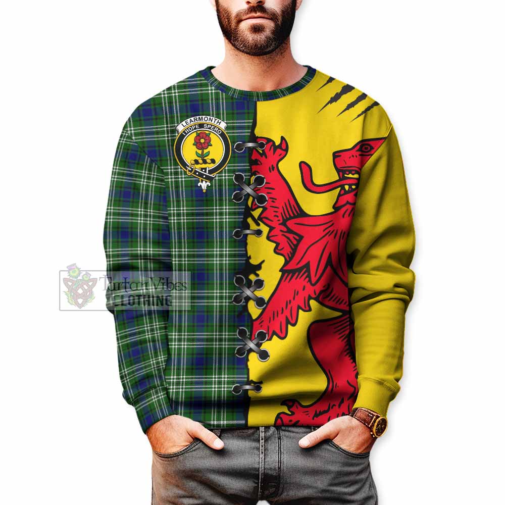 Learmonth Tartan Family Crest Sweatshirt Lion Rampant Honor - Tartan Vibes Clothing