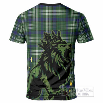 Learmonth Tartan Family Crest T-Shirt Crowned Lion Roaring