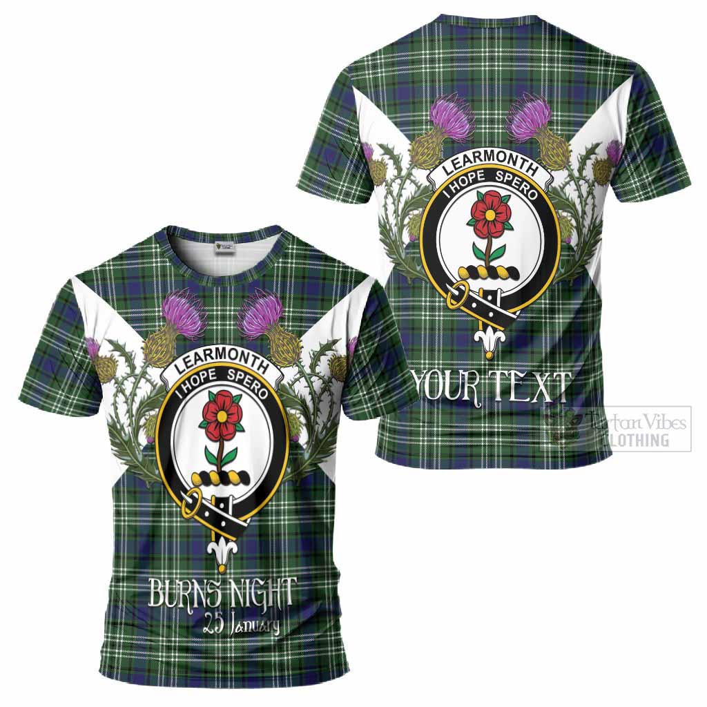 Learmonth Tartan Family Crest T-Shirt Scottish Burns Night Thistle Floral
